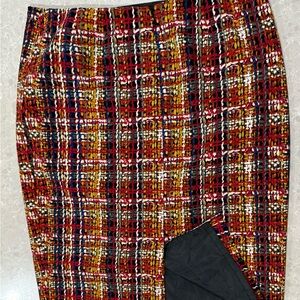 Black Label Red and Gold Plaid Pencil Skirt